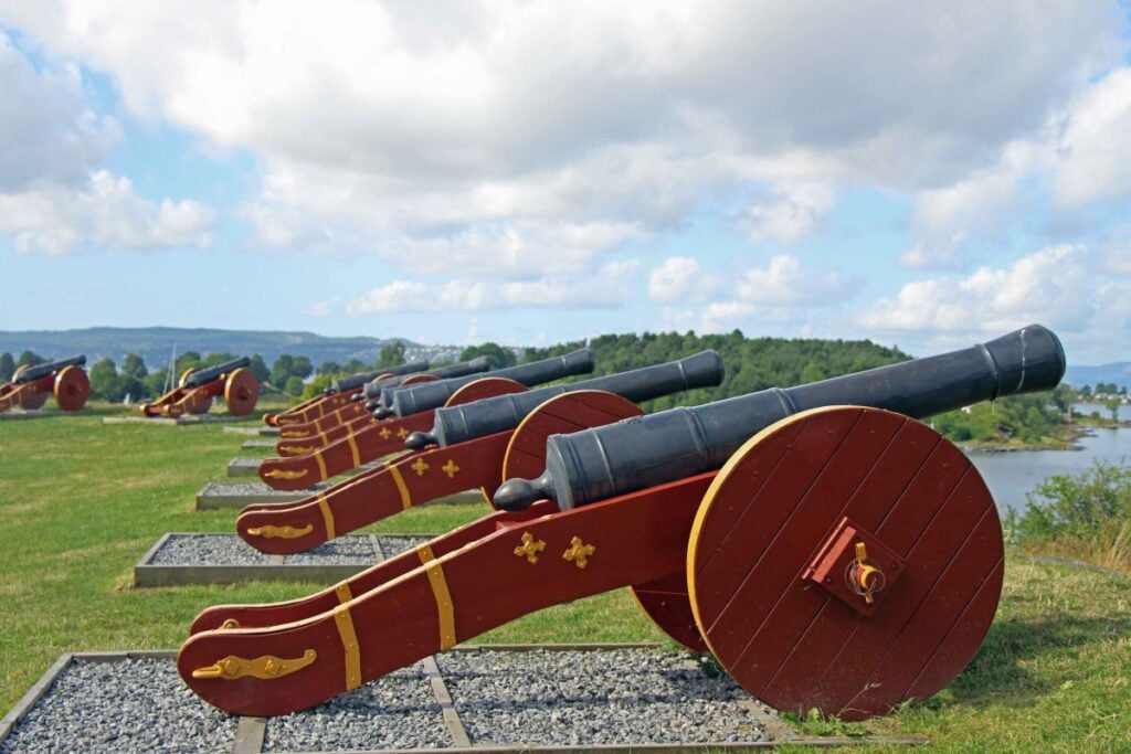 red canon batteries on Hovedoya Island, near Oslo, Norway.