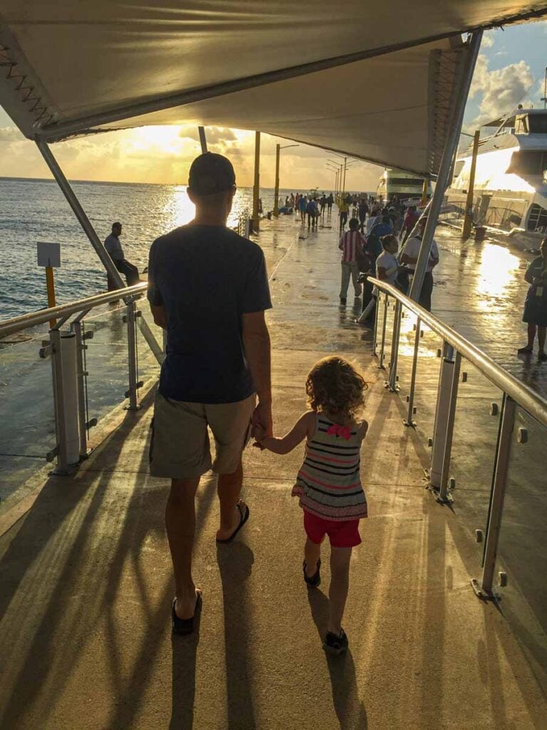 Dan Brewer and his daughter take a sunrise ferry to Cozumel during a family trip to the Riviera Maya.