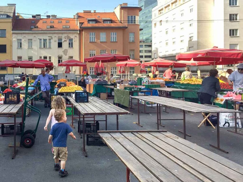 markets are always a fun thing to do with kids while traveling - Dolac Market in Zagreb, Croatia 