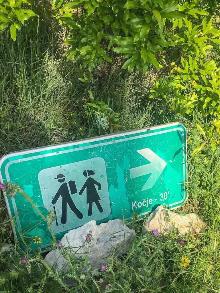 Sign to Kocje on Korcula hiking trail