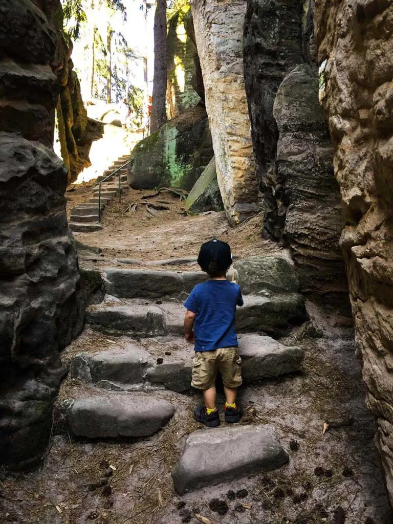 Prachovske Skaly in Bohemian Paradise with a toddler