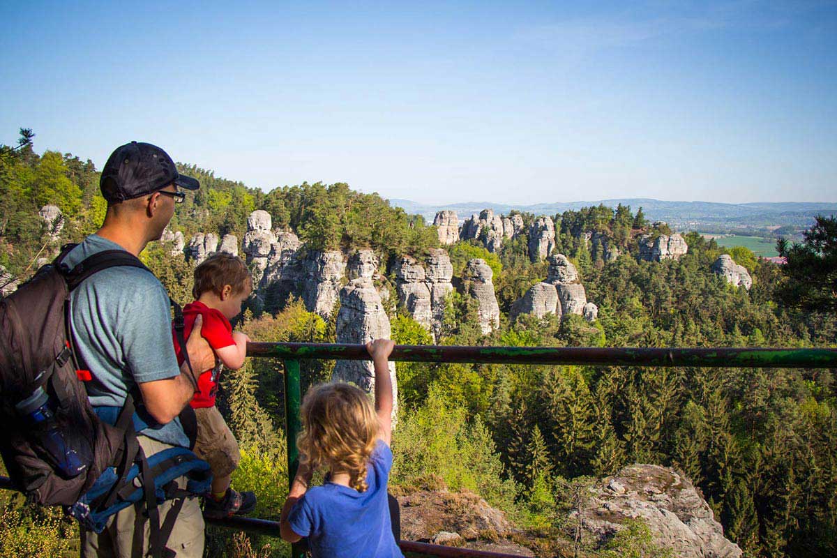 View of the Band rock formations in Bohemian Paradise Czech Republic