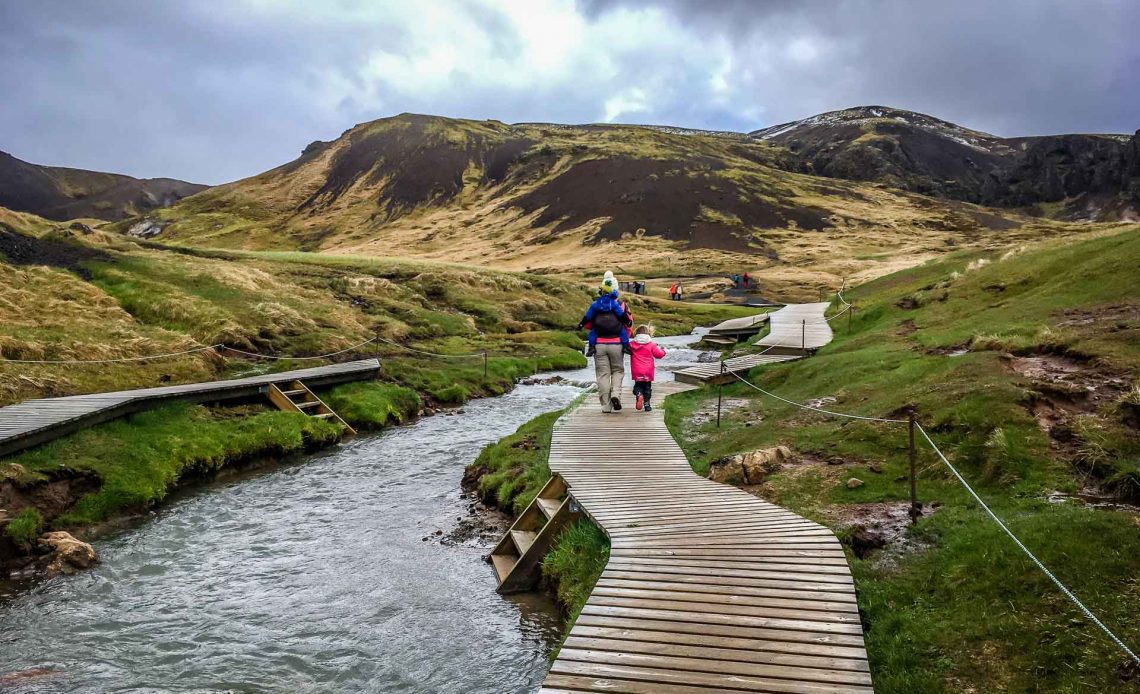 Hveragerði Hot Springs River Trail Golden Circle Iceland with kids