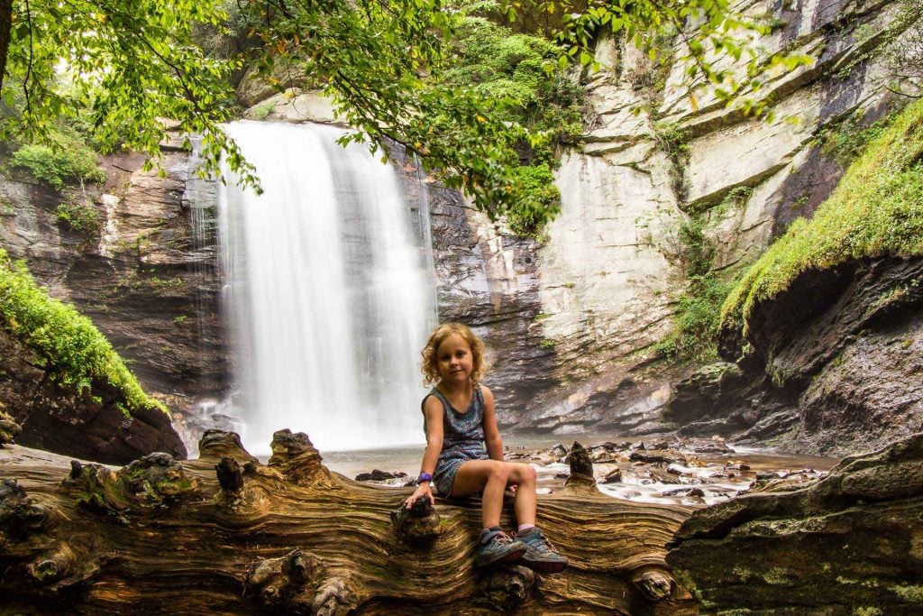 Asheville, NC with Kids - Pisgah National Forest - Looking Glass Falls.