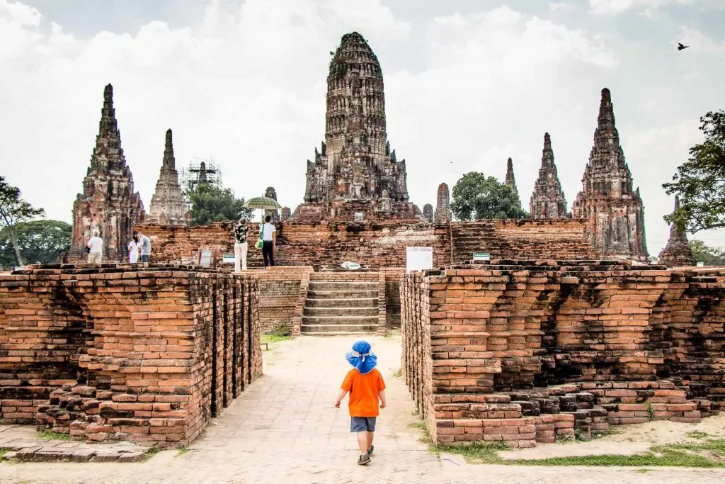 Wat Chai Wattanaram in Ayutthaya Thailand with Kids