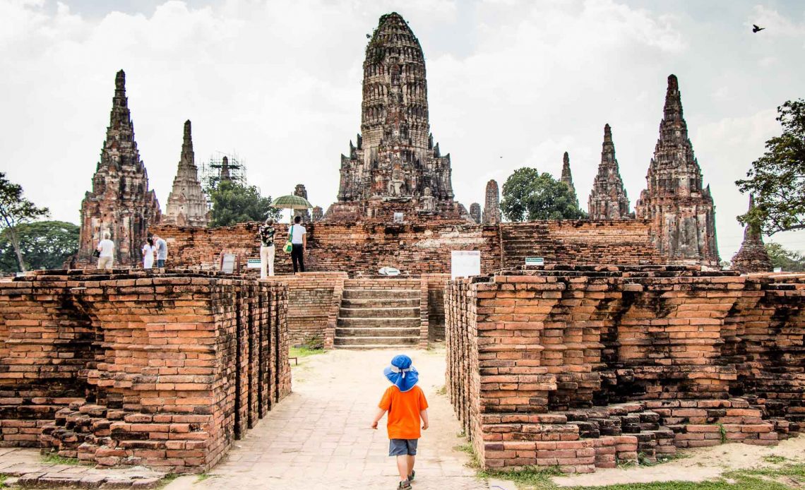 Wat Chai Wattanaram in Ayutthaya Thailand with Kids