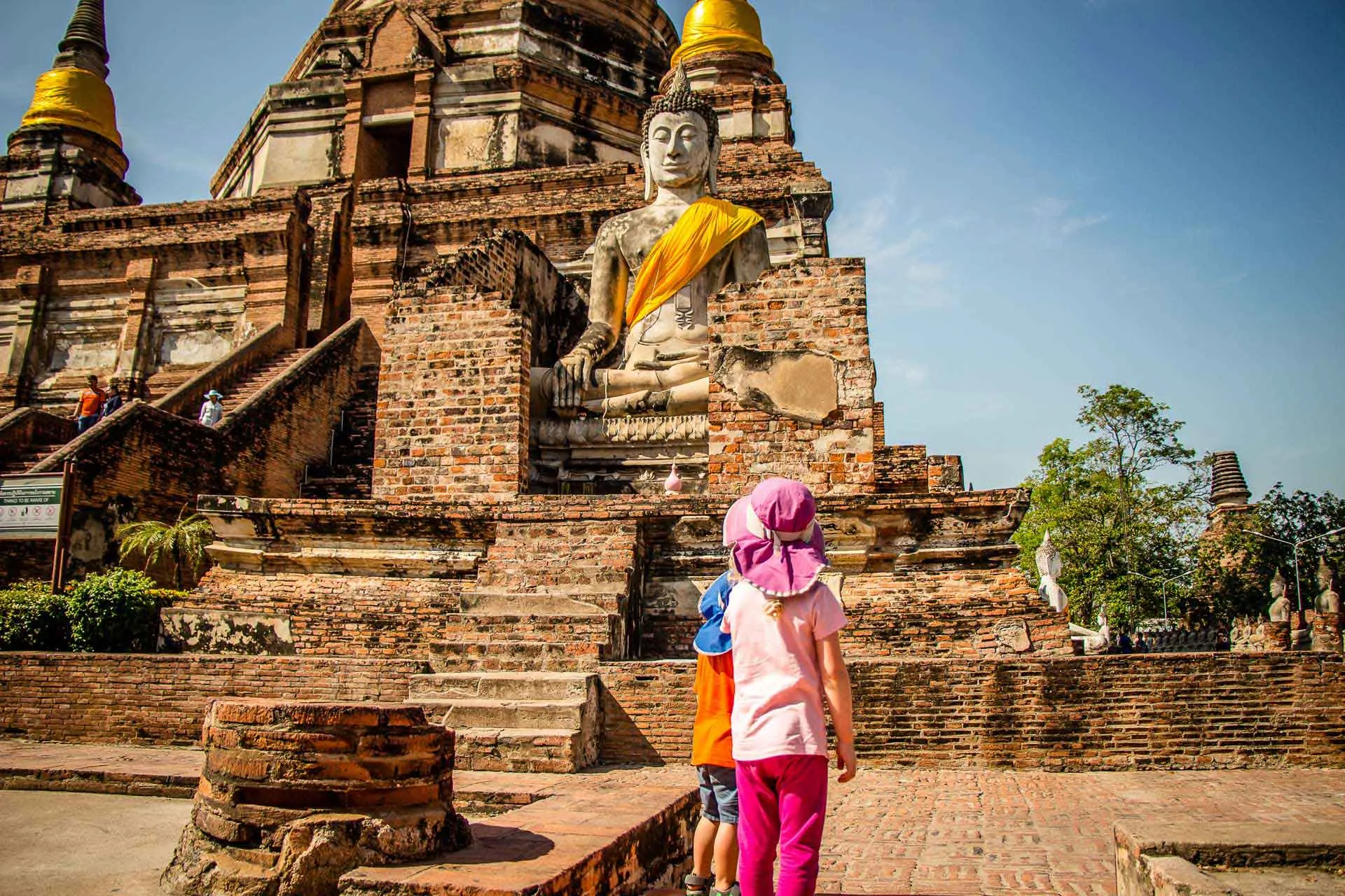 Wat Yai Chaya Mongkol in Ayutthaya Thailand with Kids