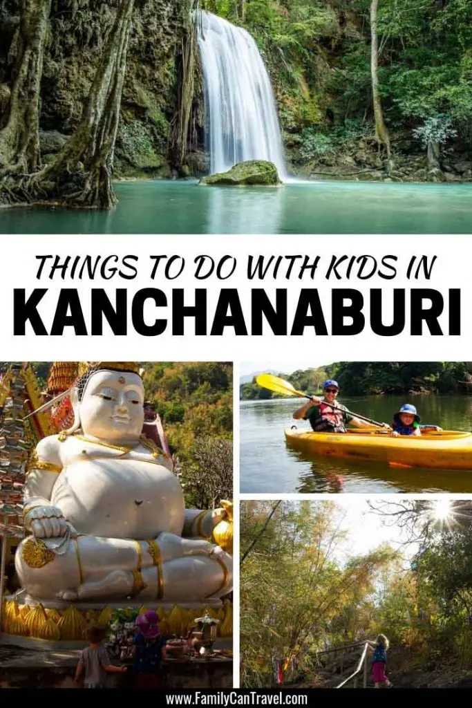 Best things to do in Kanchanaburi Thailand with Kids. Don't miss the opportunity to hike, bike and kayak in Kanchanaburi and Erawan National Park. #thailand #kanchanaburi #erawannationalpark #erawanwaterfalls #thailandwithkids #thingstodo