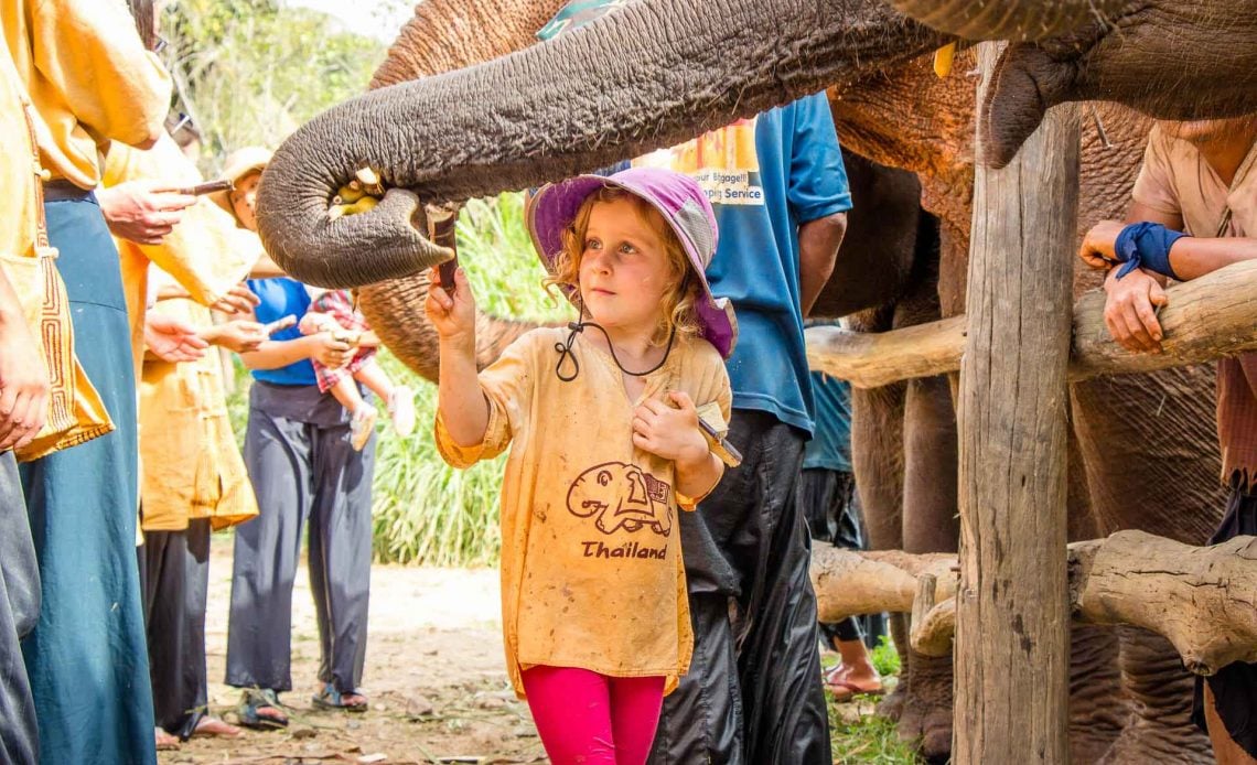 Elephant sanctuary in Thailand with kids