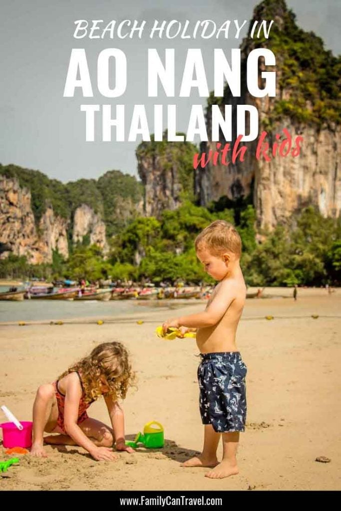 Thailand beach destinations to visit with kids. An Ao Nang beach holiday is the perfect spot to take day trips to the famous Railay Beach and Hong Island with kids. #thailand #krabi #railaybeach #hongisland