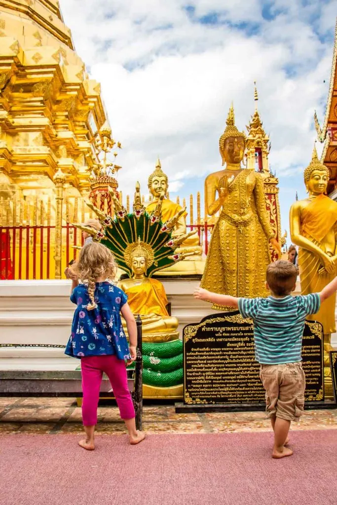 Chiang Mai Wat Phrathat Doi Suthep with kids in Thailand