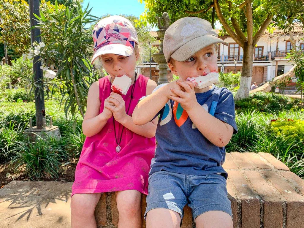 Kids eating Ice cream in Valle de Bravo Mexico