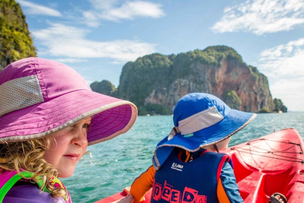 Kayaking with kids in Thailand - Railay Beach