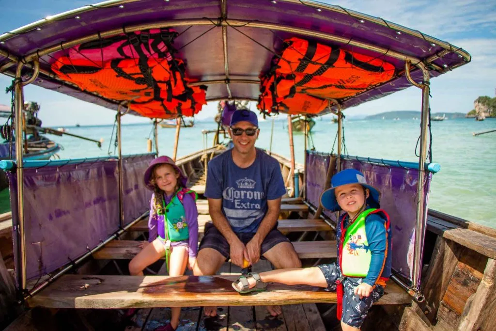 Long tail boat to Railay Beach with Kids in Thailand