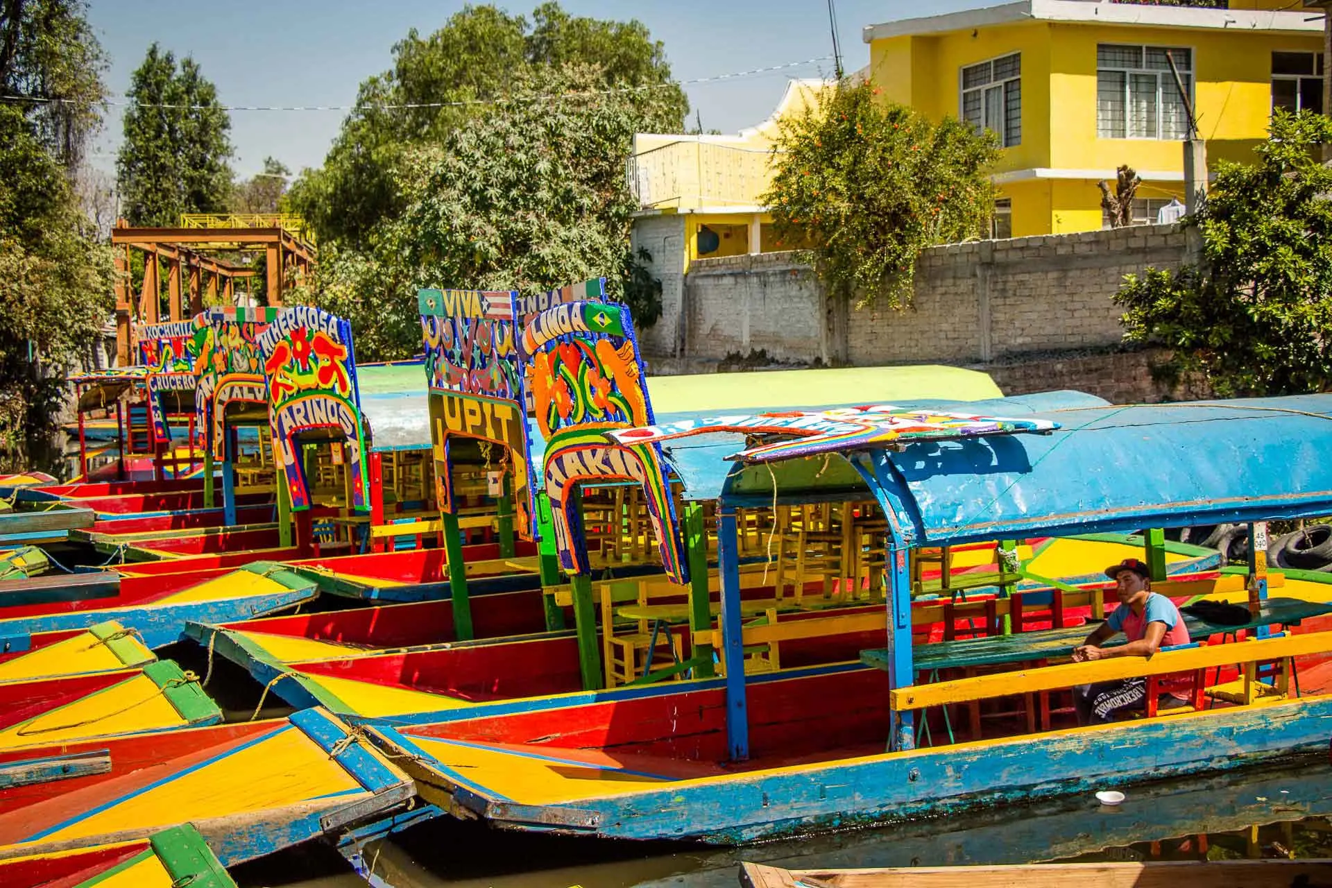 Boats on Xochimilco Canals