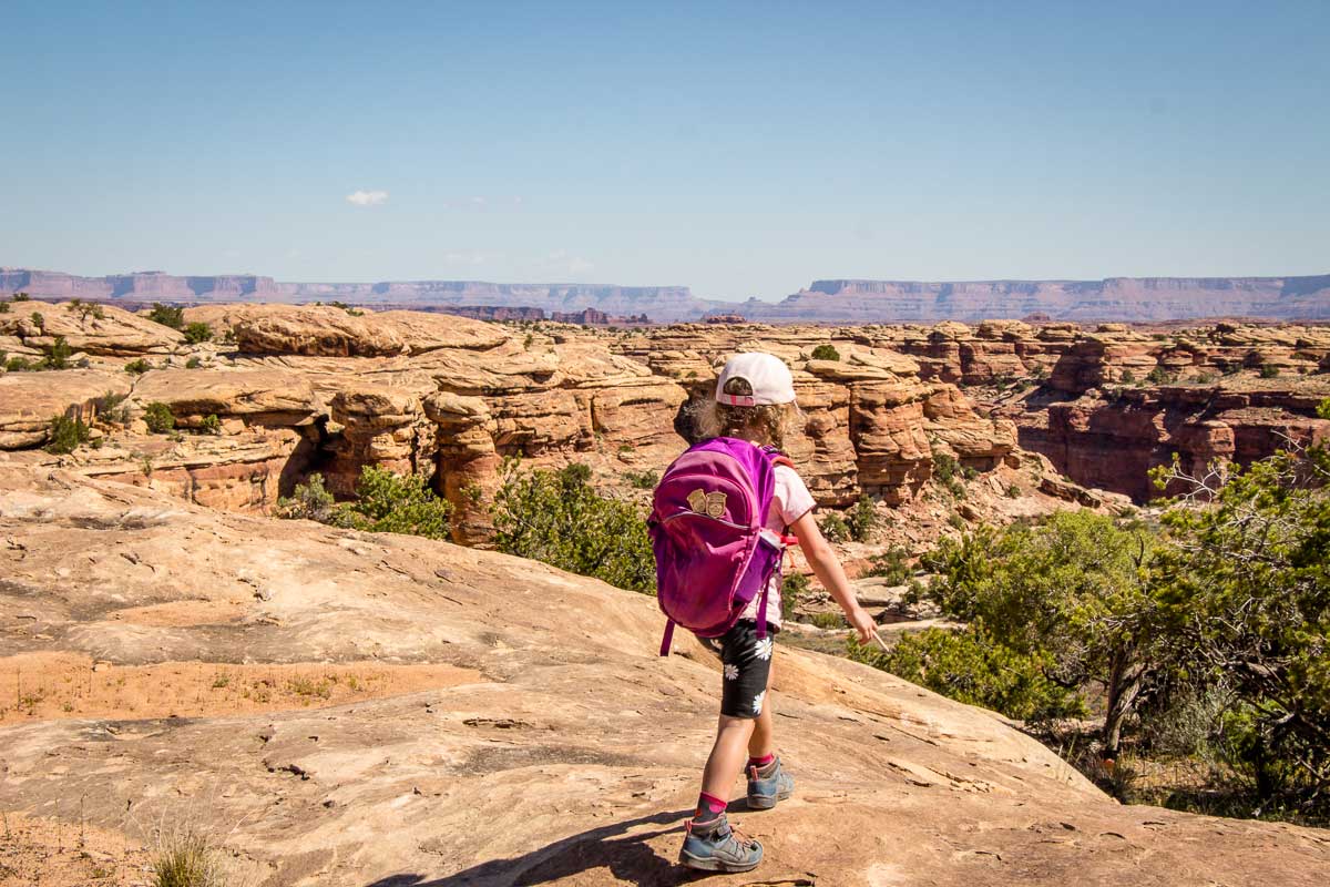 hiking with kids in the needles canyonlands national park utah