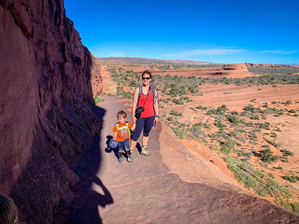 Hiking in Arches National Park to a Delicate Arch viewpoint