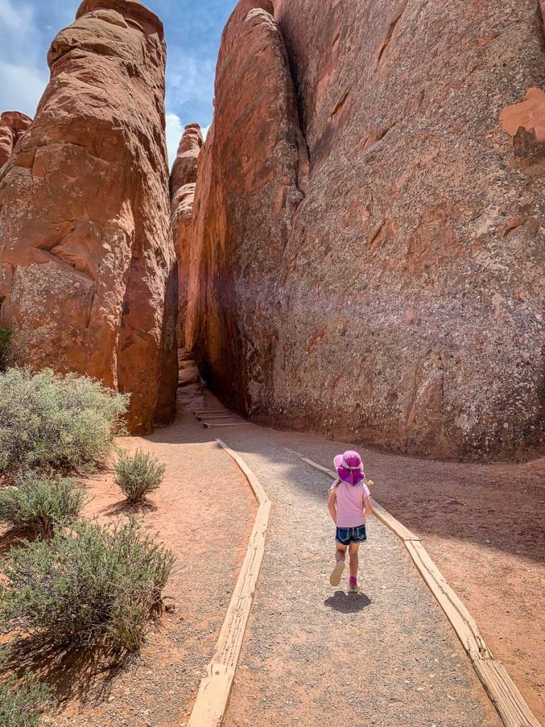 best family hikes in Arches National Park - sand dune arch