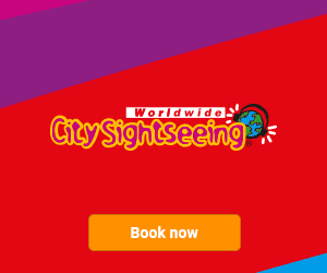 Ad for City Sightseeing Hop-On Hop-Off bus tour
