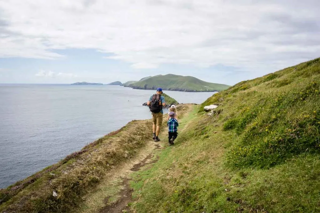 Oceanfront hiking was one of our favorite family things to do in Ireland. Shown here is the kid-friendly Dunmore Head Loop trail on the Dingle Peninsula