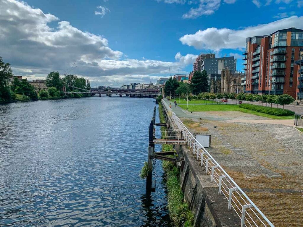 The kid-friendly pathway along the River Clyde in Glasgow, UK