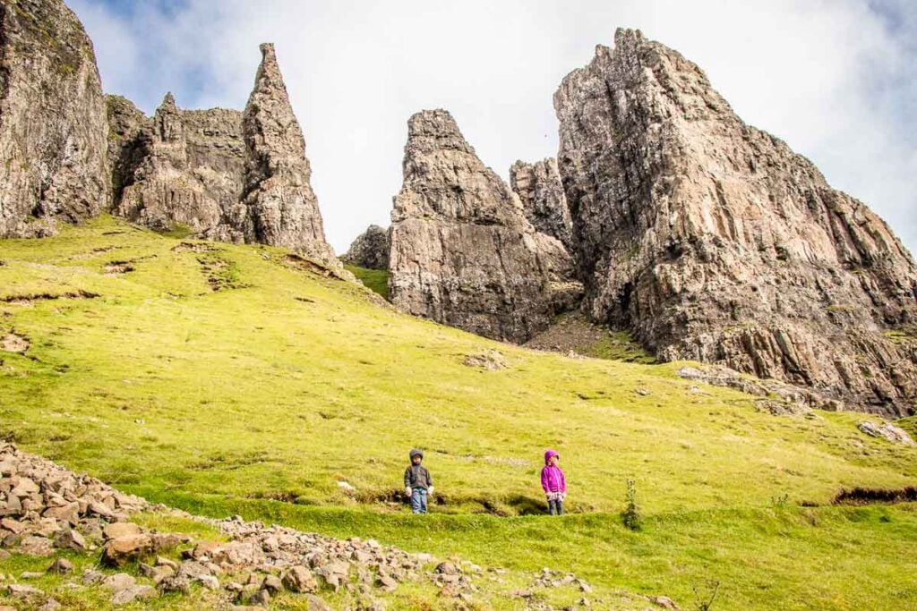 image of two kids on Quiraing hike isle of skye