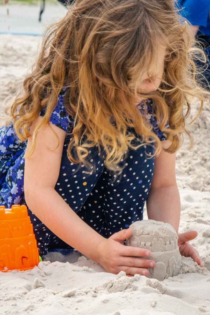 fun kids activities in Glasgow include the giant sand box in front of the Riverfront Museum