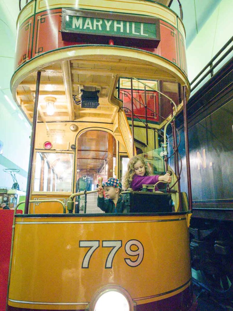 indoor activities in Glasgow for kids - Glasgow Museum of Transport inside the Riverfront Museum