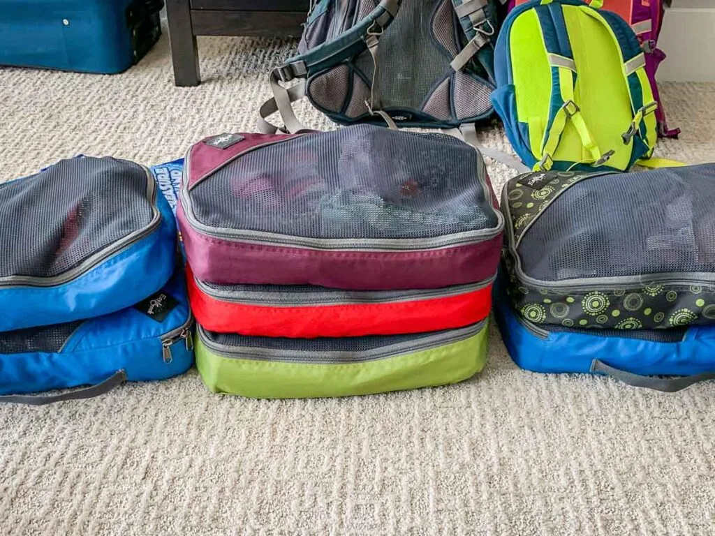 image of packing cubes used for packing for Scotland with Kids