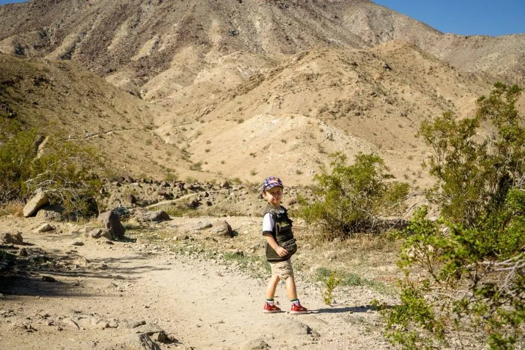 image of boy hiking in palm springs