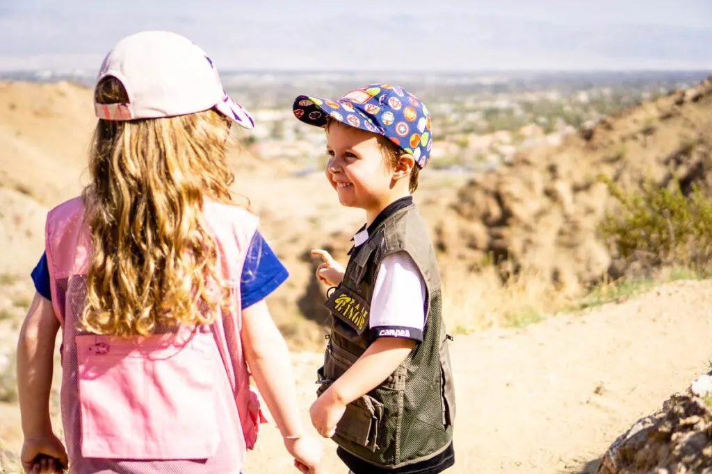 image of two kids hiking in Palm Springs