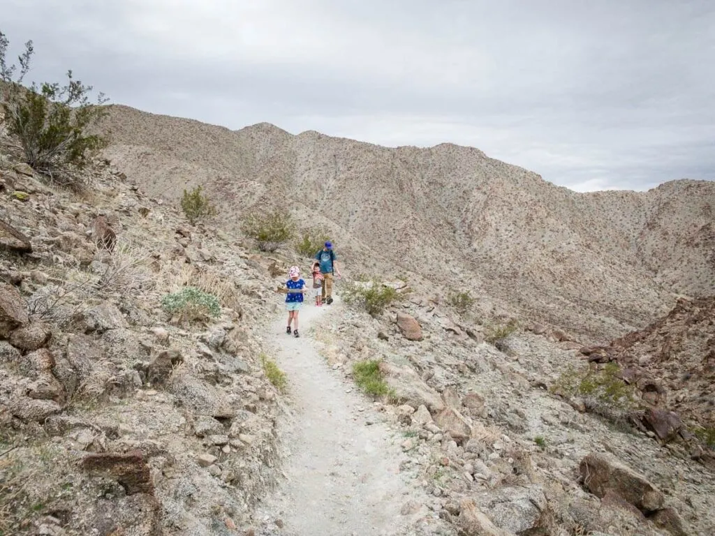 image of family hiking on one of the short hikes palm springs