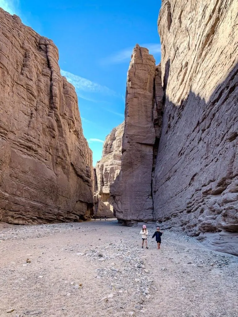 image of kids hiking in ladder canyon near palm springs