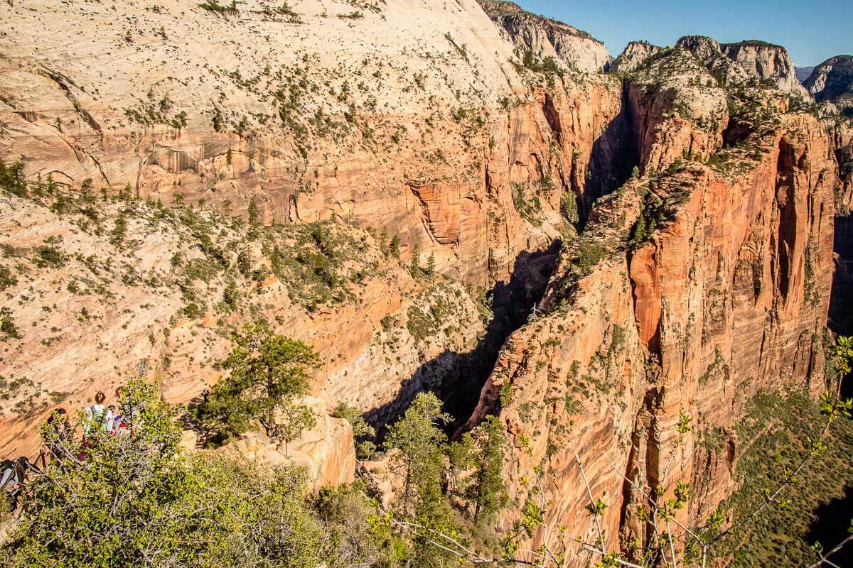 View of Refrigerator Canyon and Scout Lookout from Angels Landing trail Zion hike