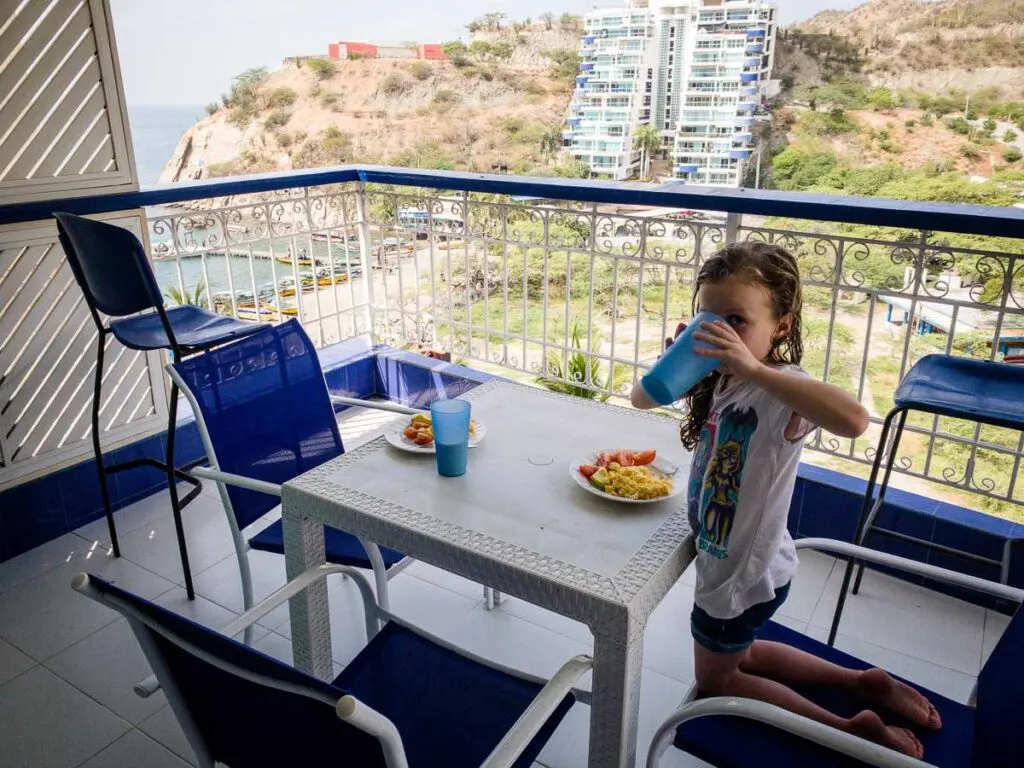 Our Rodadero Airbnb had views of the busy dock to the Rodadero sea aquarium and museum