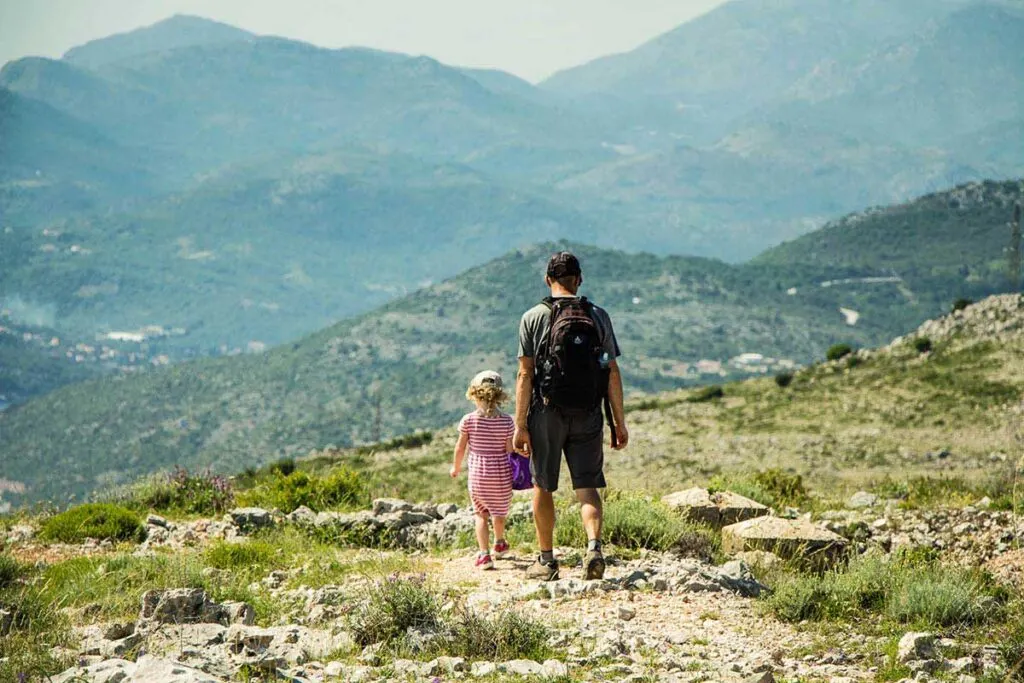 hiking at the top of Mount Srd Dubrovnik with kids