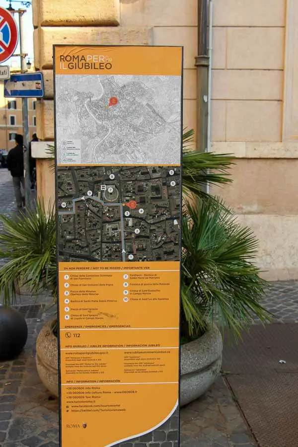 plentiful signs help tourists in Rome find their way around