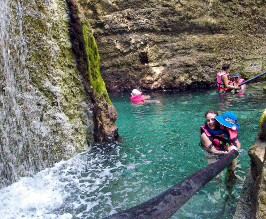 Toddlers are allowed to swim the Xcaret Underground River, but they may find the water too cold