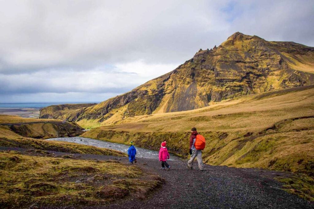 kid-friendly hiking in Iceland - skogafoss hike - Waterfall Way Trail - South - Iceland with children