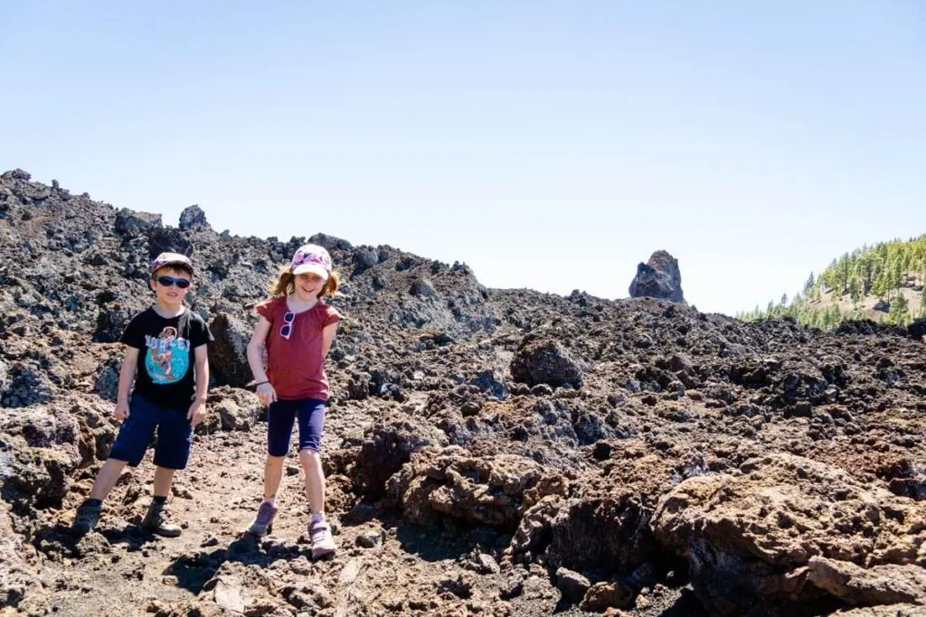 walking through lava fields is one of the most fun things to do in Tenerife with kids