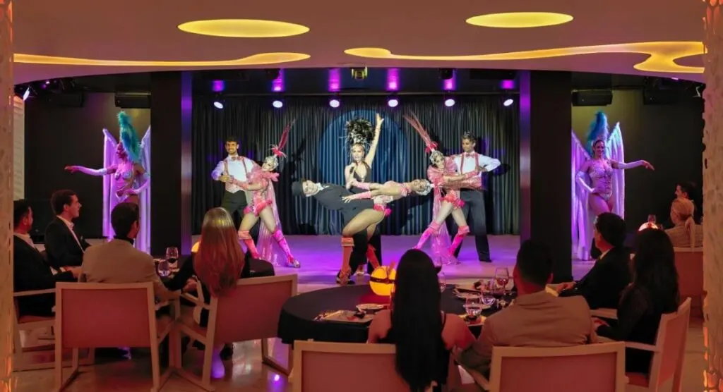 dancers perform their evening show at the H10 Conquistador hotel in Tenerife, Canary Islands