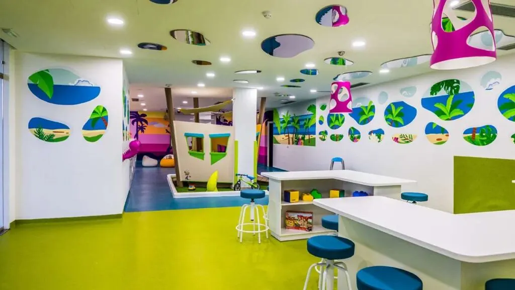 a colorful playroom at the kids club at a popular Tenerife all-inclusive resort