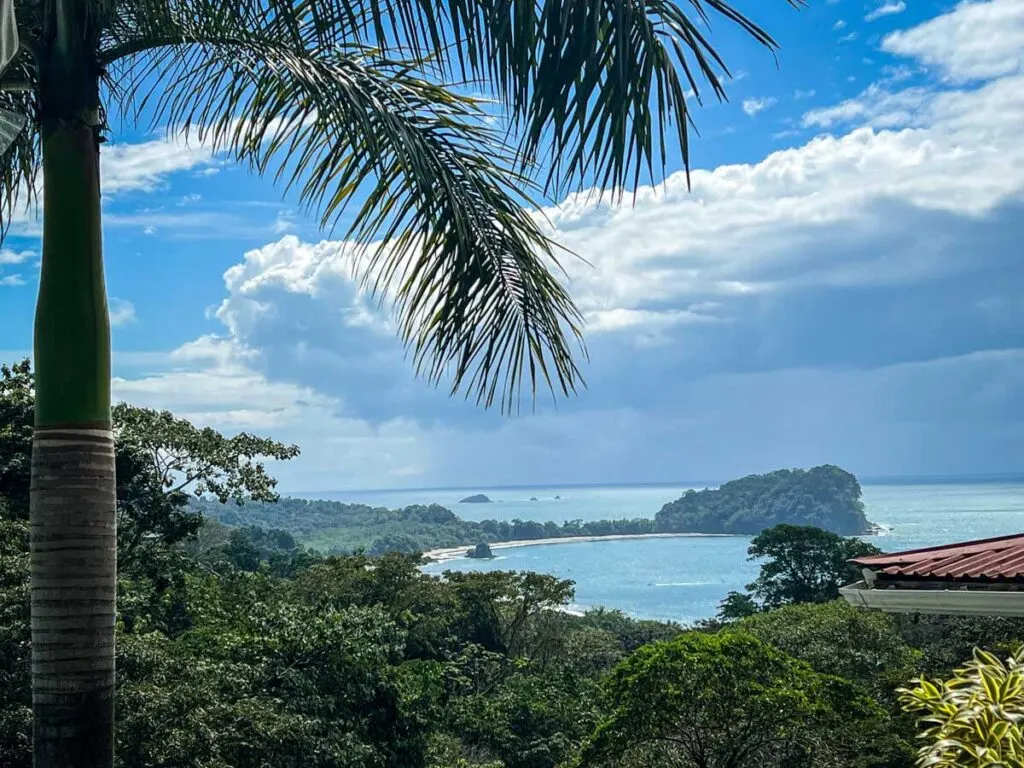 the two main beaches in Manuel Antonio National Park are back-to-back on the narrow portion of this peninsula