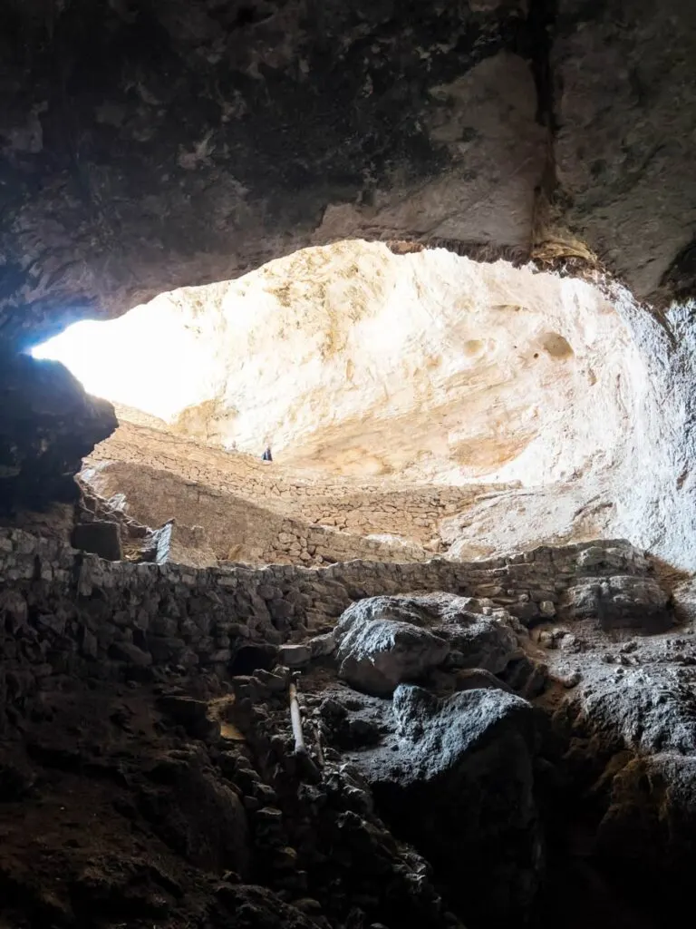 Looking back at the natural entrance cave opening at Carlsbad Caverns National Park.