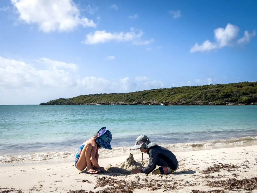 The talcum-like white sand on Playa Media Luna is great for sand castles.