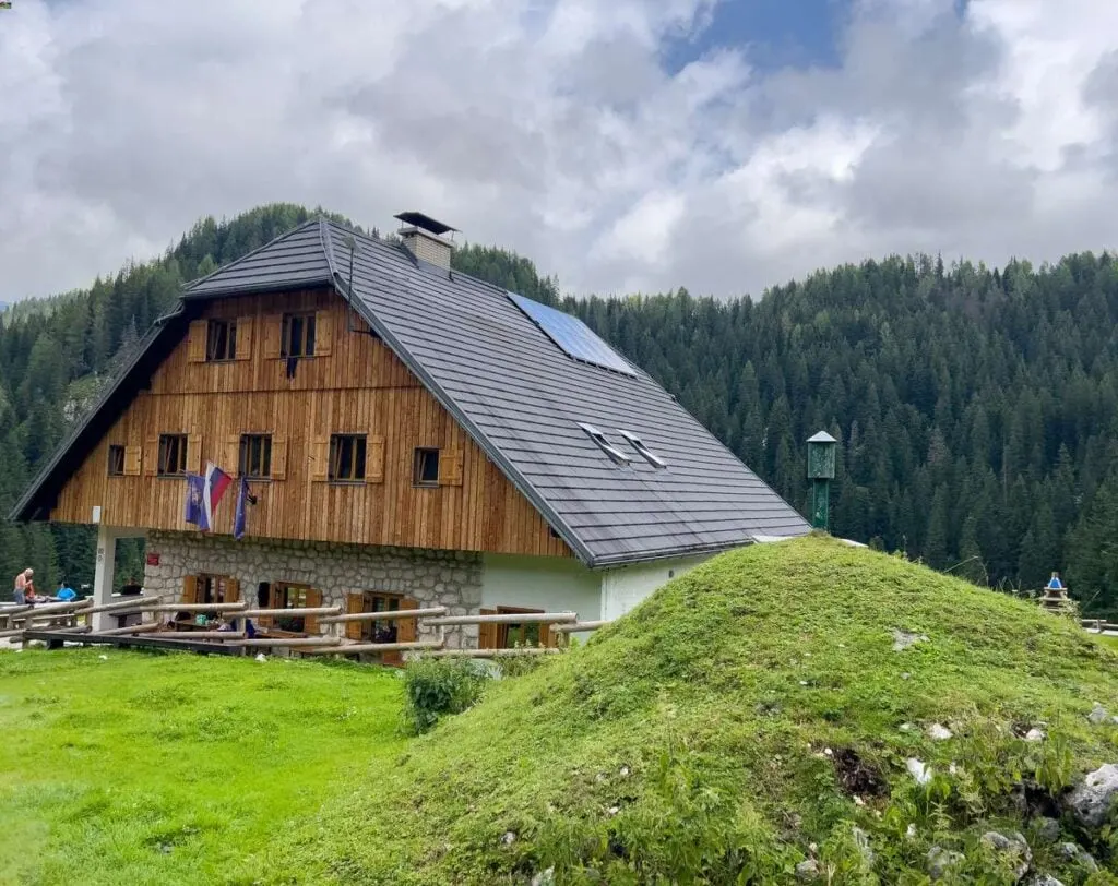 a mountain hut in the Slovenian Julian Alps.