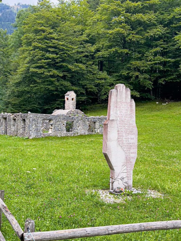 a WW2 memorial near Lake Kreda in Triglav National Park, Slovenia.