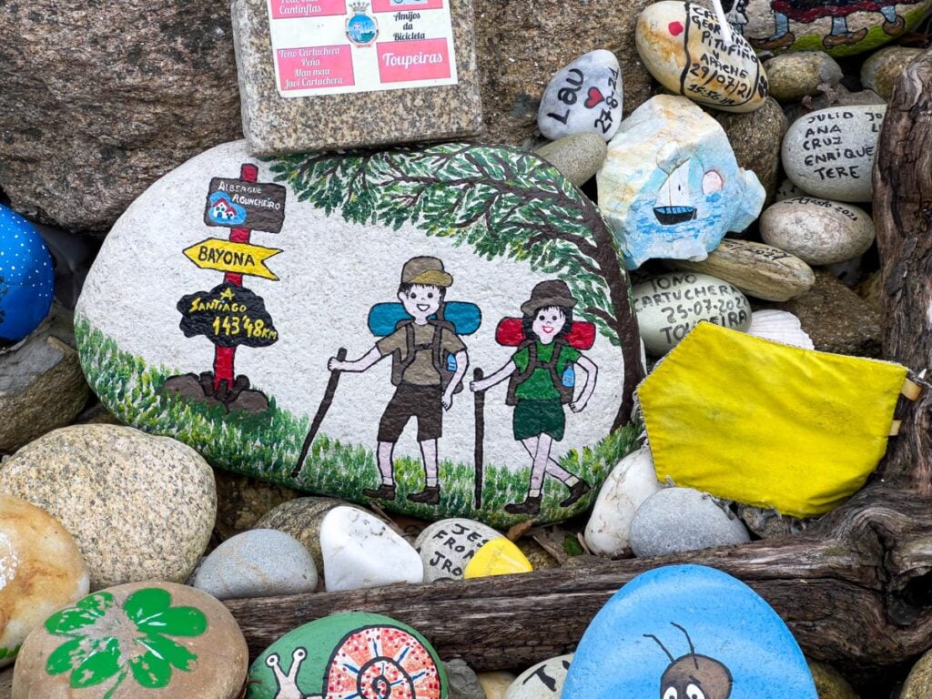 A pile of decorated rocks found along the Portuguese Coastal Camino Route.