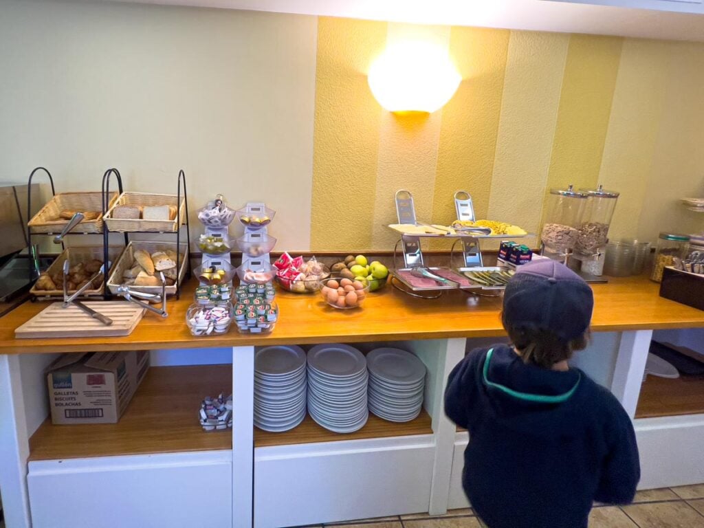 The breakfast buffet at one of the family-friendly hotels on our Portuguese Coastal Camino tour.