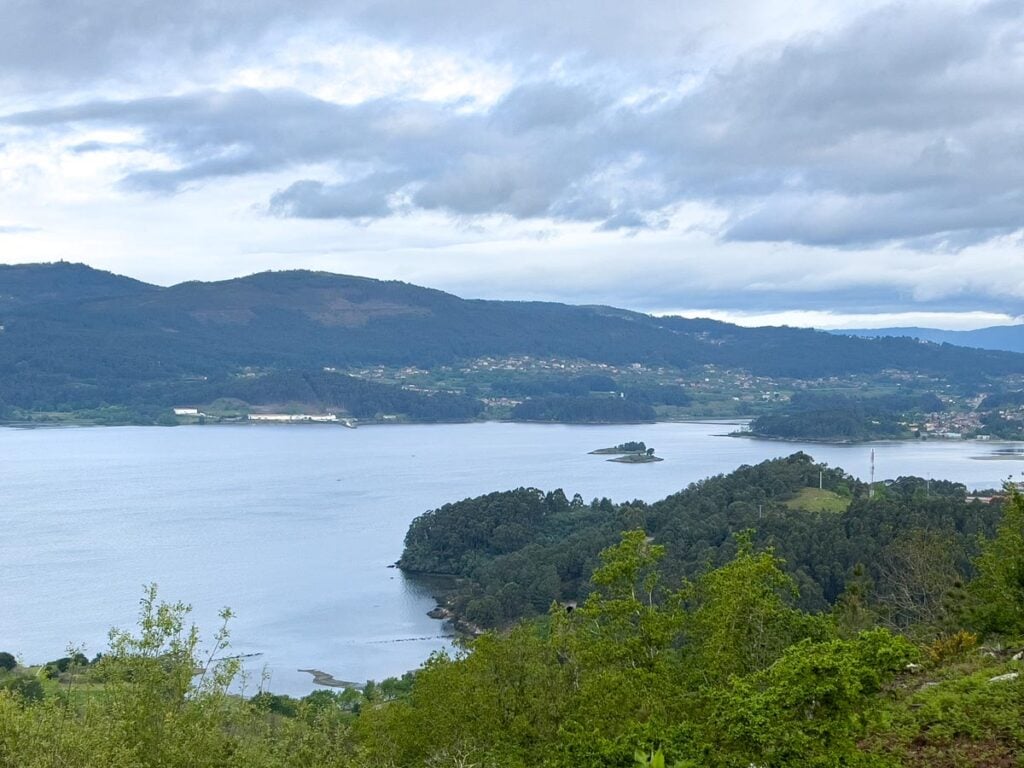 Elevated views of Rio de Vigo as seen from the third stage of the camino portuguese coastal route.
